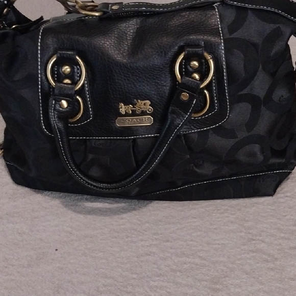 Coach Black Satchel with Gold Accents - Picture 1 of 16